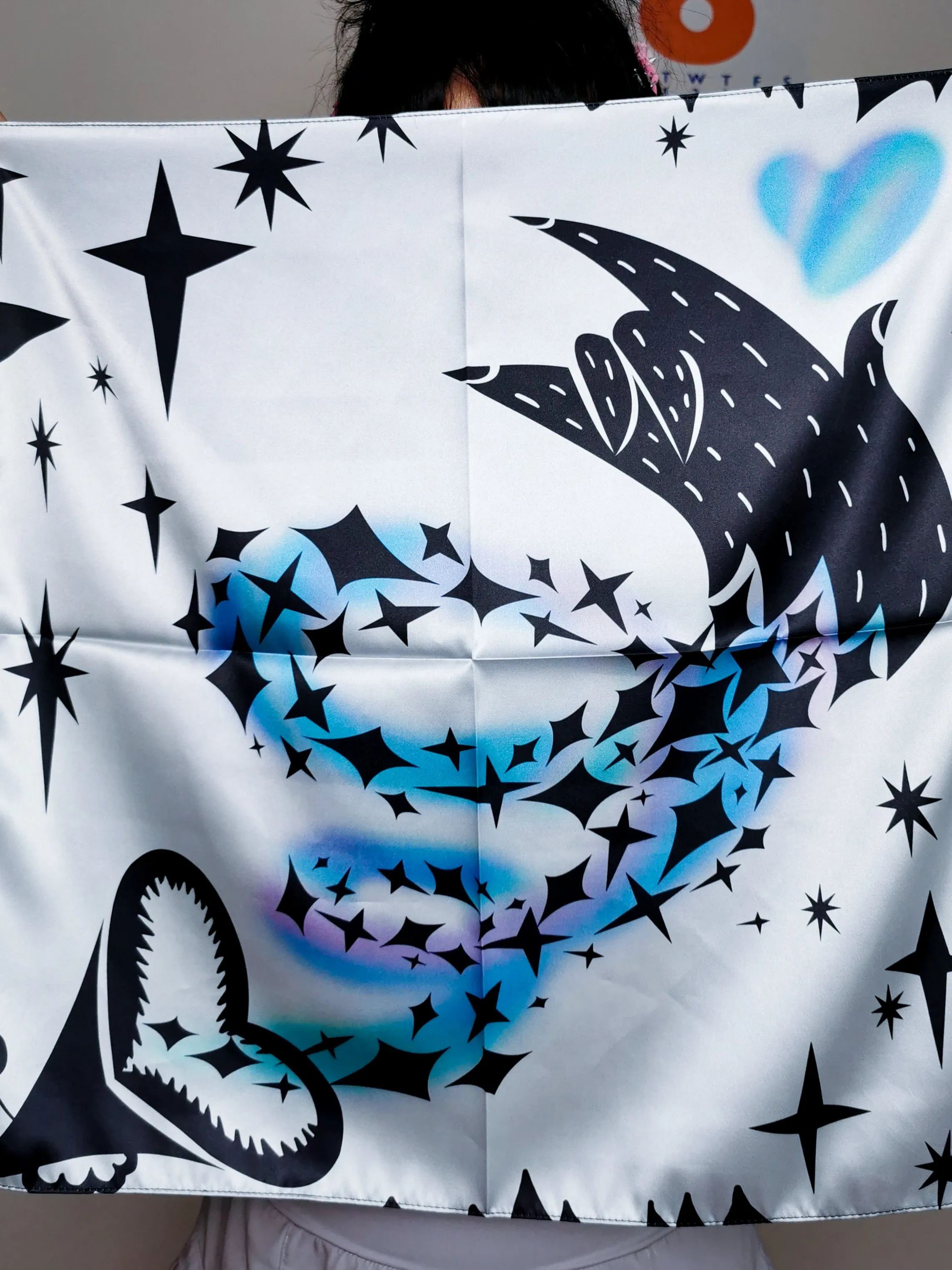 Unique silk square scarf from drawings.