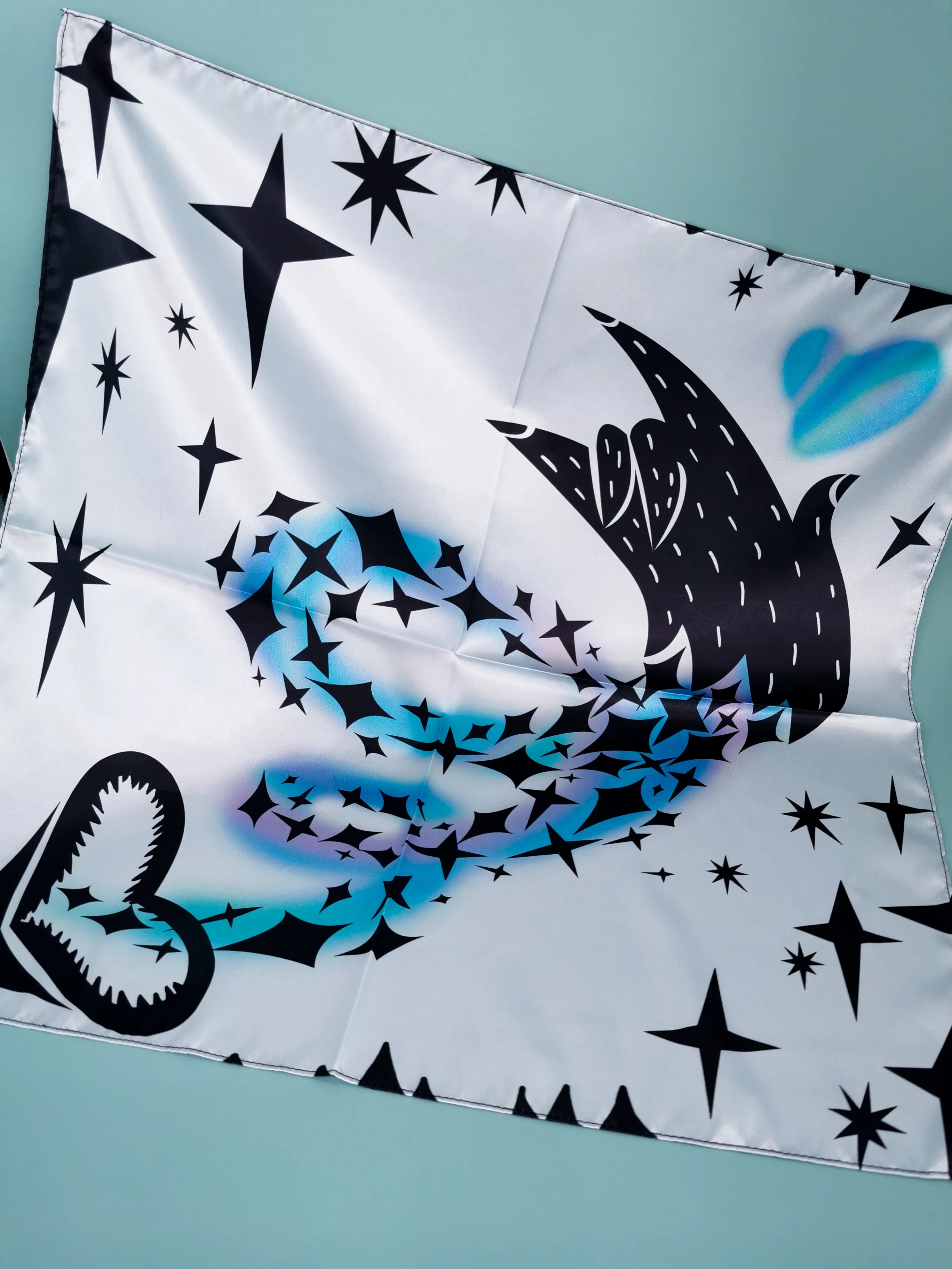 Unique silk square scarf from drawings.