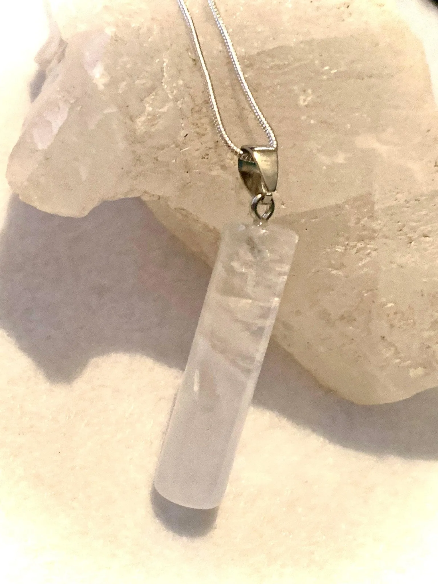 Uzzi Genuine Clear Quartz Pendant Necklace