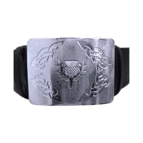 Velcro Adjustable Thistle Embossed Kilt Waist Buckle With Belt