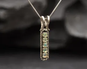 Vertical Opal Pendant - Natural Opal Necklace - October Birthstone Necklace