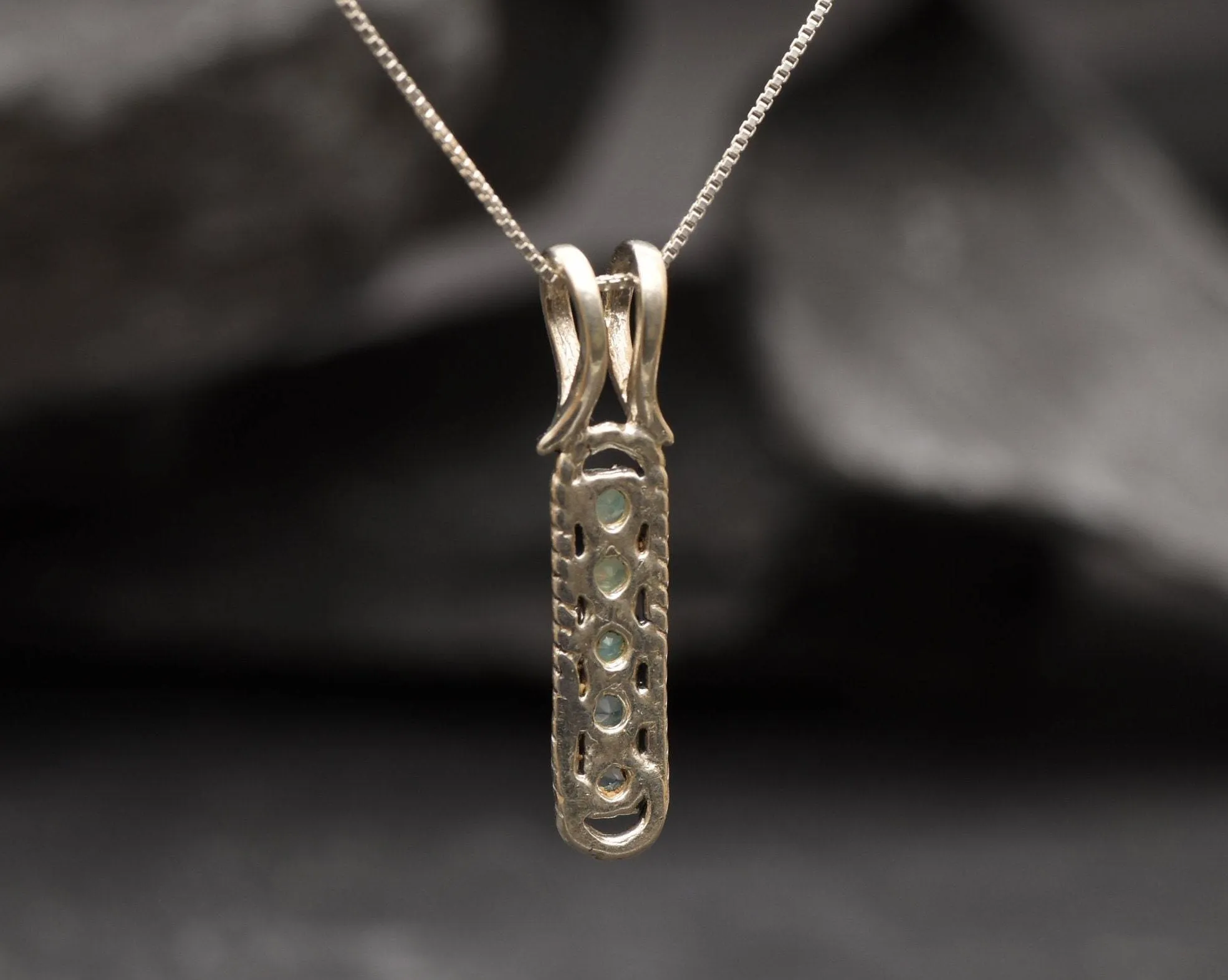 Vertical Opal Pendant - Natural Opal Necklace - October Birthstone Necklace