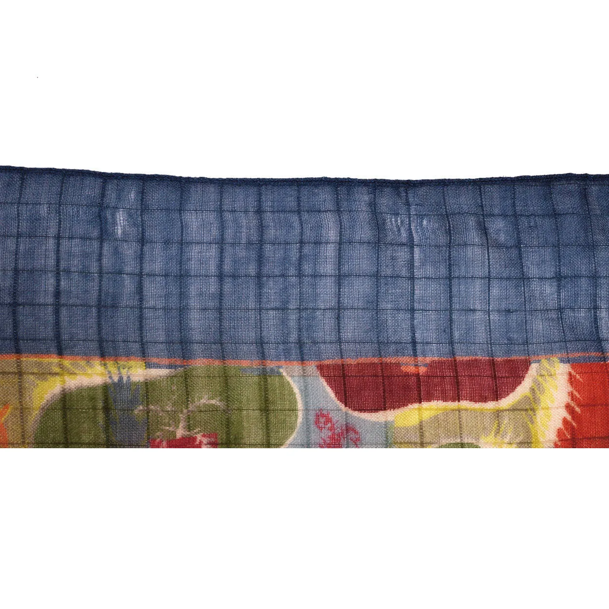 Vintage 1940s Liberty of London Wool Challis Scarf Novelty Print w Cloth Label