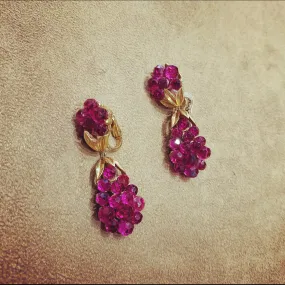 Vintage Trifari Pink Berry Drop Earrings