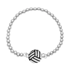 Volleyball Silver Beaded Bracelet