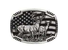 White Tailed Deer and Flag Buckle