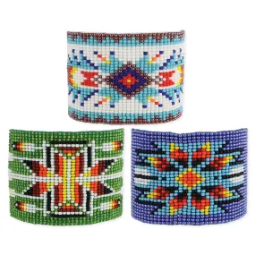 Wide Woven Bead Pattern Bracelet