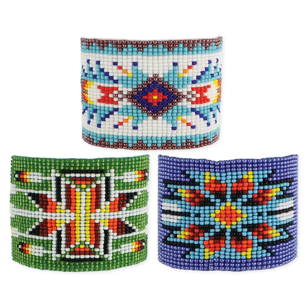 Wide Woven Bead Pattern Bracelet