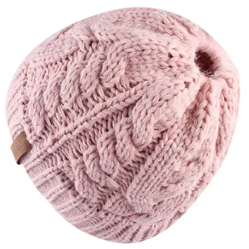 Winter Ponytail Messy Bun Casual Warm Knitted Winter Beanie