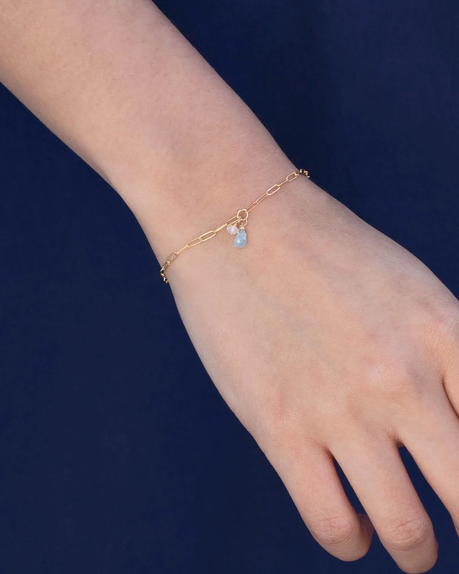 XS Paperclip Stone Drop Bracelet