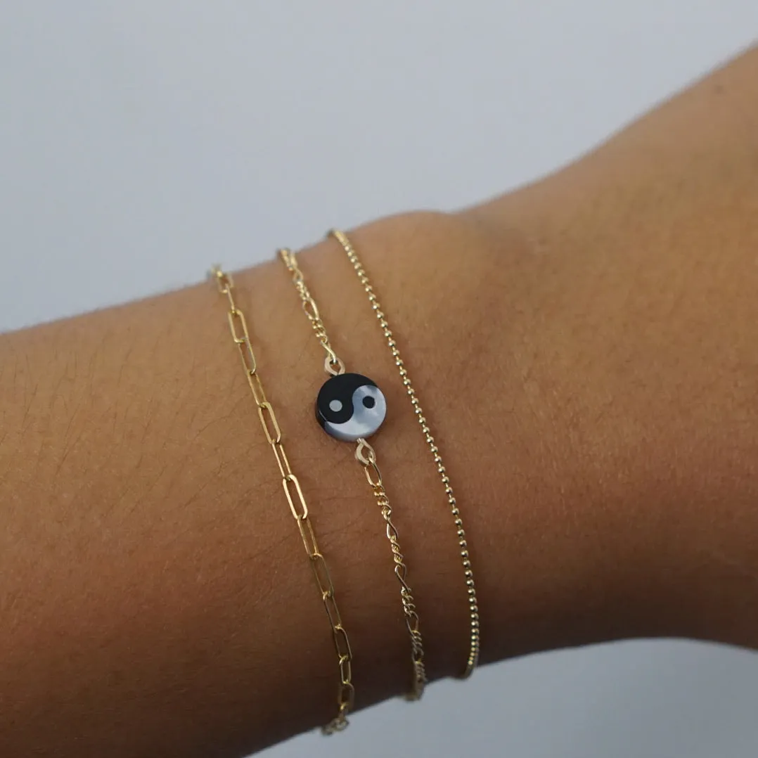 Yin Yang Mother of Pearl Chain Bracelet