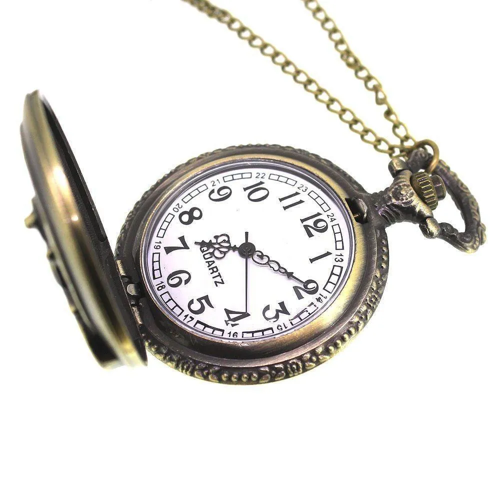 Zinc Alloy Antique Bronze Colour Bike Pocket Watch Necklace